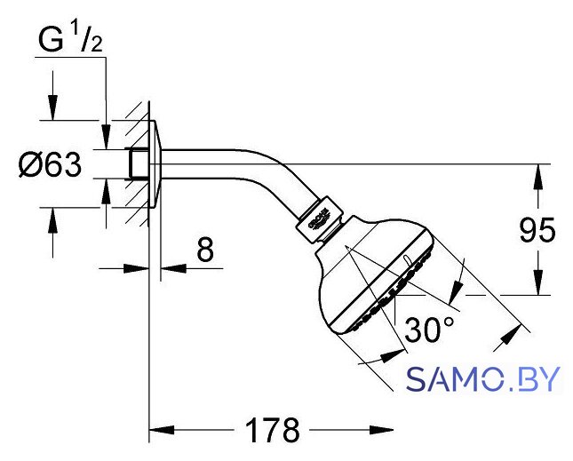 Верхний душ Grohe New Tempesta 100 26088001 - Изображение №2 — Интернет-магазин samo.by