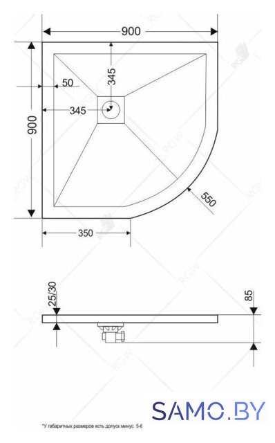 Душевой поддон RGW ST/R-W 90x90 - Изображение №3 — Интернет-магазин samo.by