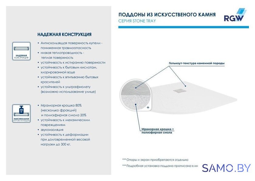 Душевой поддон RGW ST/R-W 90x90 - Изображение №5 — Интернет-магазин samo.by