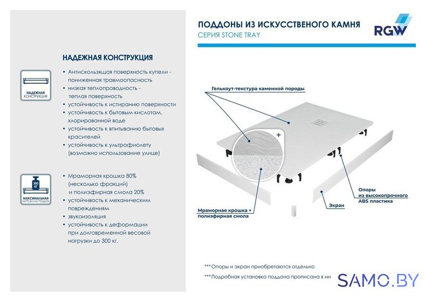 Душевой поддон RGW ST/R-W 90x90 - Изображение №6 — Интернет-магазин samo.by