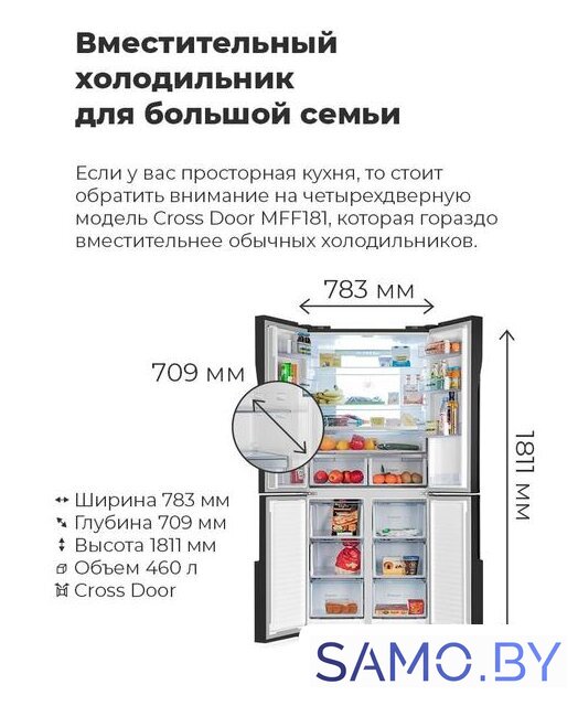 Четырёхдверный холодильник MAUNFELD MFF181NFB - Изображение №3 — Интернет-магазин samo.by