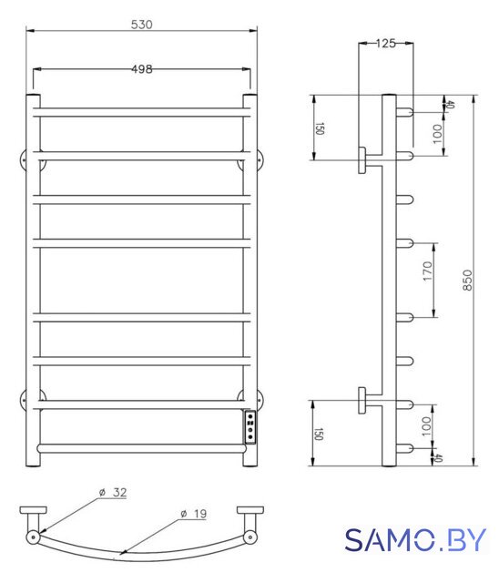 Полотенцесушитель Roxen Santi BK-109A-8T 11030-5385C (хром) - Изображение №6 — Интернет-магазин samo.by