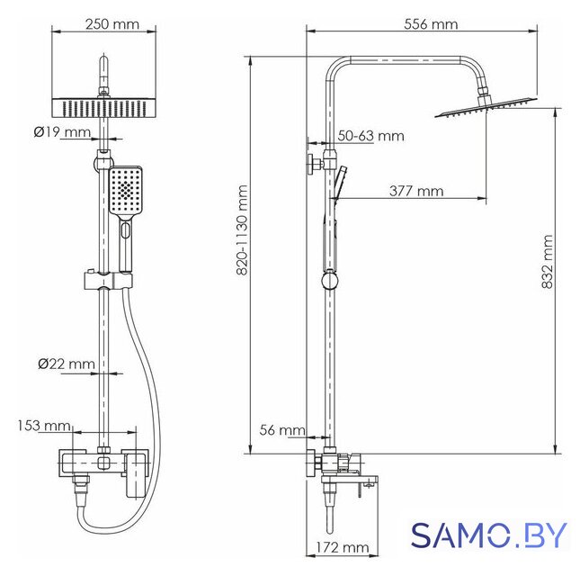 Душевая система  Wasserkraft A27701 - Изображение №3 — Интернет-магазин samo.by