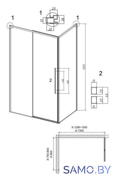Душевой уголок Grossman Galaxy 130x80x195 120.K33.01.1380.21.02 (черный матовый/шиншилла стекло) - Изображение №10 — Интернет-магазин samo.by