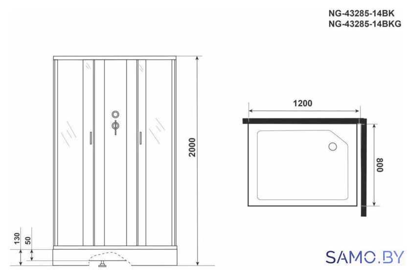Душевая кабина Niagara NG-43285-14QBKG 120x80x200 - Изображение №4 — Интернет-магазин samo.by
