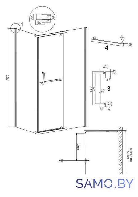 Душевой уголок Grossman Pragma 110x80x195 120.K33.03.1180.21.02 (черный матовый/стекло шиншилла) - Изображение №11 — Интернет-магазин samo.by