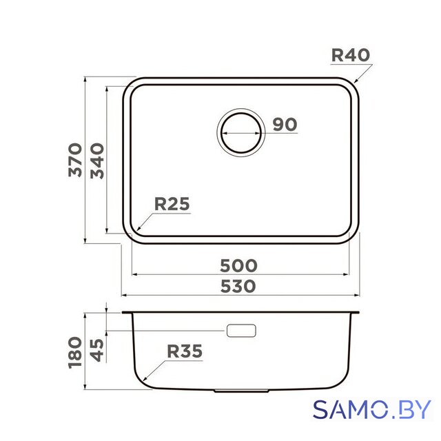 Кухонная мойка Omoikiri Omi 53-U/I-GB Ultra Mini (графит) - Изображение №2 — Интернет-магазин samo.by
