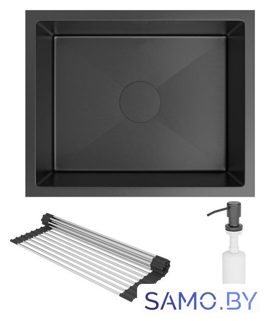 Кухонная мойка Roxen Uno 560210-54B под столешницу графит (ролл-мат, дозатор, сифон) - Изображение №7 — Интернет-магазин samo.by