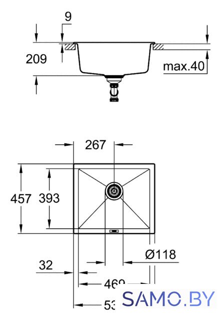 Кухонная мойка Grohe K700U 60-C 53.3/45.7 1.0 31654AP0 (черный гранит) - Изображение №2 — Интернет-магазин samo.by