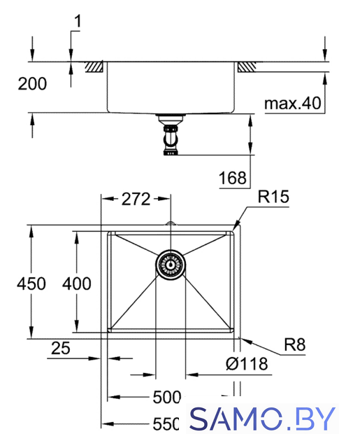 Кухонная мойка Grohe K700U 60-S 54,4/44,4 1.0 31574SD1 - Изображение №3 — Интернет-магазин samo.by