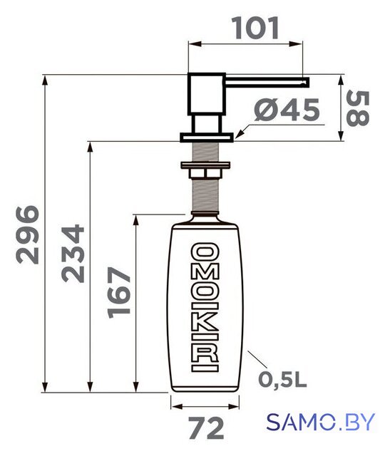 Дозатор для моющего средства Omoikiri OM-03 BL (черный) - Изображение №4 — Интернет-магазин samo.by