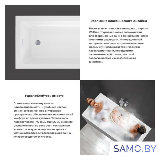 Ванна Wellsee FreeDom 2.0 150x80 233001000 (встраиваемая ванна белый глянец) - Изображение №3 — Интернет-магазин samo.by
