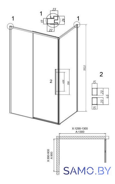 Душевой уголок Grossman Galaxy 130x90x195 120.K33.01.1390.10.02 (хром/шиншилла стекло) - Изображение №10 — Интернет-магазин samo.by