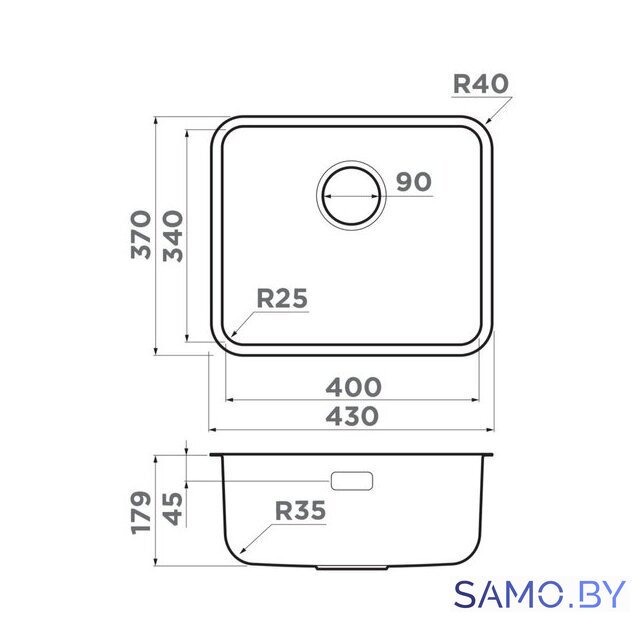 Кухонная мойка Omoikiri Omi 43-U/I-GB Ultra Mini (графит) - Изображение №2 — Интернет-магазин samo.by
