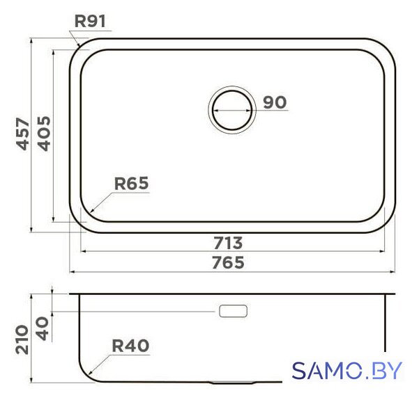 Кухонная мойка Omoikiri Omi 76-U/I-IN 4993500 (нержавеющая сталь) - Изображение №2 — Интернет-магазин samo.by