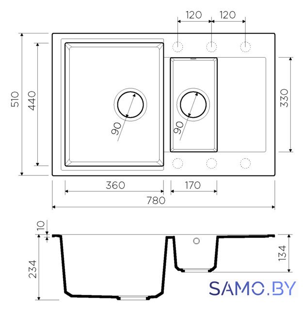 Кухонная мойка Omoikiri Daisen 78-2 GR - Изображение №7 — Интернет-магазин samo.by