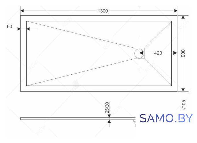 Душевой поддон RGW ST-0118W 110х80 - Изображение №2 — Интернет-магазин samo.by