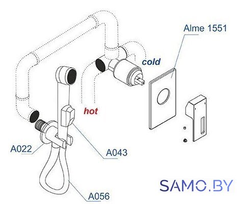 Гигиенический душ Wasserkraft A01556 - Изображение №3 — Интернет-магазин samo.by