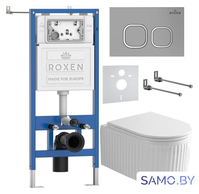 Унитаз подвесной Roxen Royal Matt в комплекте с инсталляцией StounFix Dual Fresh 6 в 1 968275 (кнопка: хром - матовый) - Изображение №2 — Интернет-магазин samo.by