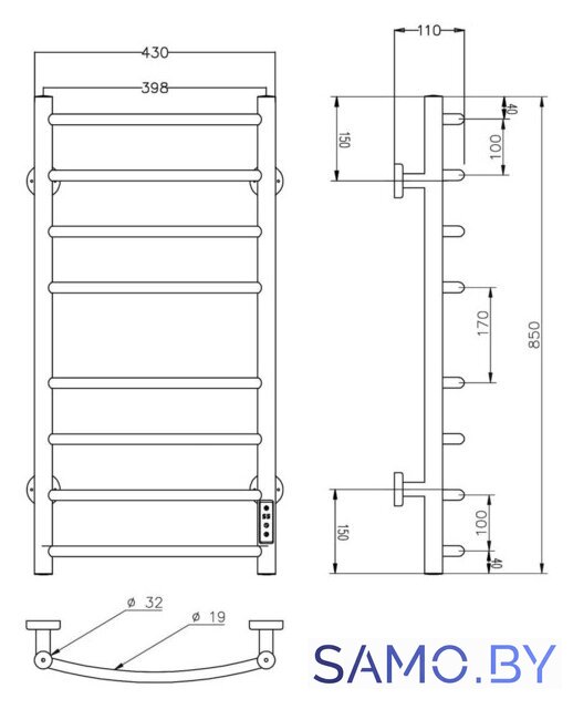 Полотенцесушитель Roxen Santi BK-109AW-8T 11030-4385W (белый) - Изображение №6 — Интернет-магазин samo.by