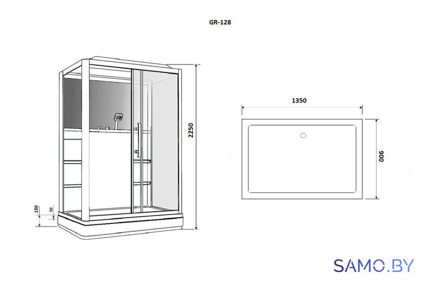 Душевая кабина Grossman GR127L 90x120 - Изображение №2 — Интернет-магазин samo.by