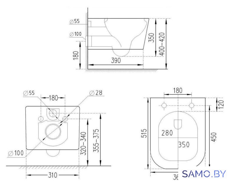 Унитаз подвесной Roxen Boro в комплекте с инсталляцией StounFix Dual Fresh 6 в 1 968433 (кнопка: сатин) - Изображение №12 — Интернет-магазин samo.by