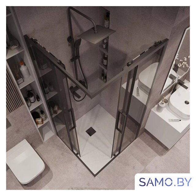 Душевой уголок Grossman Cosmo 100x100x195 300.K33.02.1010.21.10 (черный матовый/тонированное стекло) - Изображение №10 — Интернет-магазин samo.by