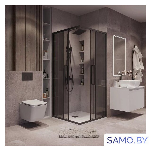 Душевой уголок Grossman Cosmo 100x100x195 300.K33.02.1010.21.10 (черный матовый/тонированное стекло) - Изображение №8 — Интернет-магазин samo.by
