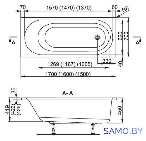 Ванна VagnerPlast Kasandra 150 - Изображение №2 — Интернет-магазин samo.by