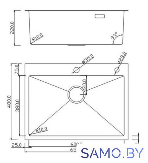Кухонная мойка Roxen Simple 560220-65B - Изображение №3 — Интернет-магазин samo.by