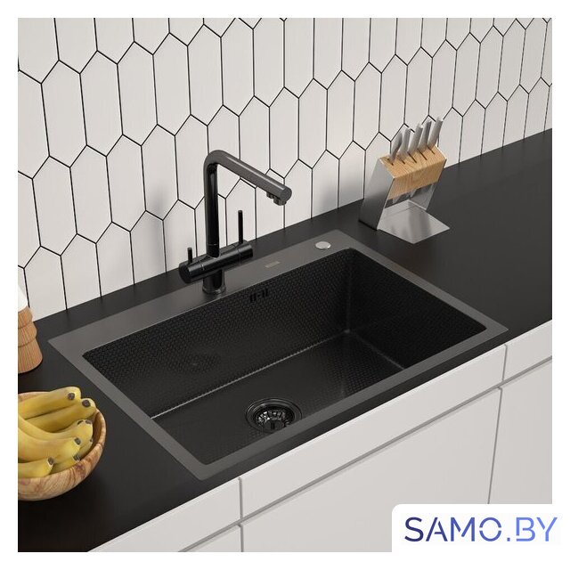Кухонная мойка ARFEKA ECO AR 700*500 BLACK PVD NANO DECOR - Изображение №1 — Интернет-магазин samo.by