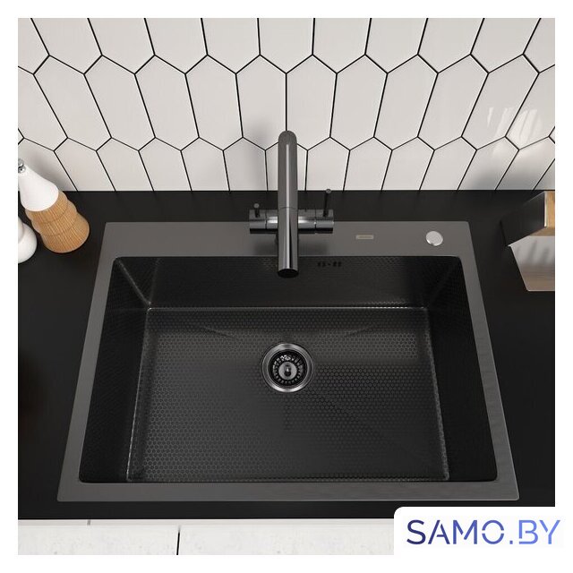 Кухонная мойка ARFEKA ECO AR 700*500 BLACK PVD NANO DECOR - Изображение №2 — Интернет-магазин samo.by