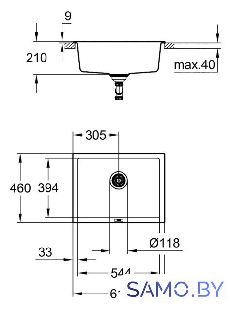 Кухонная мойка Grohe K700U 70-C 61/45.7 1.0 31655AP0 (черный гранит) - Изображение №2 — Интернет-магазин samo.by