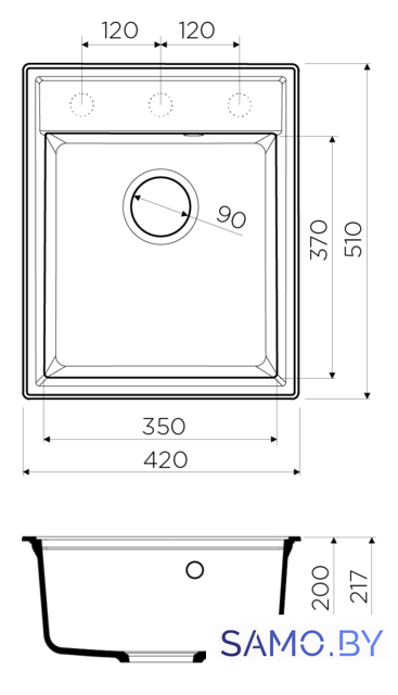 Кухонная мойка Omoikiri Daisen 42-BL 4993606 - Изображение №2 — Интернет-магазин samo.by