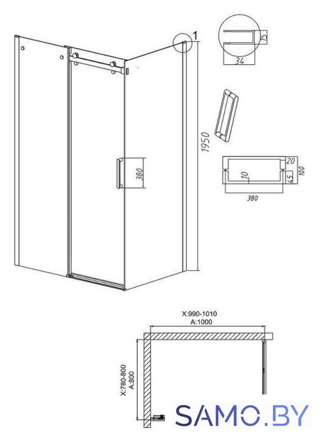 Душевой уголок Grossman Classic 100x80x195 120.K33.04.1080.21.10 (черный матовый/тонированно стекло) - Изображение №10 — Интернет-магазин samo.by