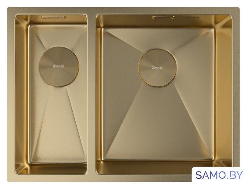 Кухонная мойка ZorG Zerox 58-2 U / IF-L PVD Gold - Изображение №3 — Интернет-магазин samo.by