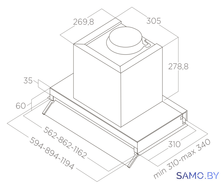 Кухонная вытяжка Elica Boxin LX/BL MAT/A/90 PRF0172167 - Изображение №3 — Интернет-магазин samo.by