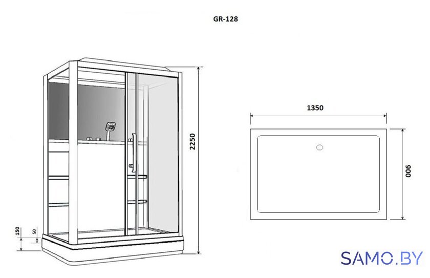 Душевая кабина Grossman GR127R 90x120 - Изображение №2 — Интернет-магазин samo.by