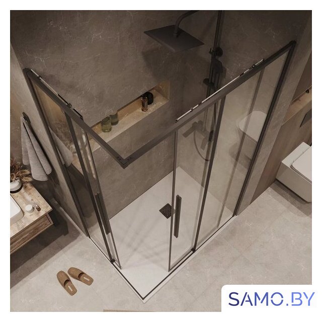 Душевая дверь Grossman Galaxy 80x195 1/2.K33.01.80.21.00 (черный матовый/прозрачное стекло) - Изображение №11 — Интернет-магазин samo.by
