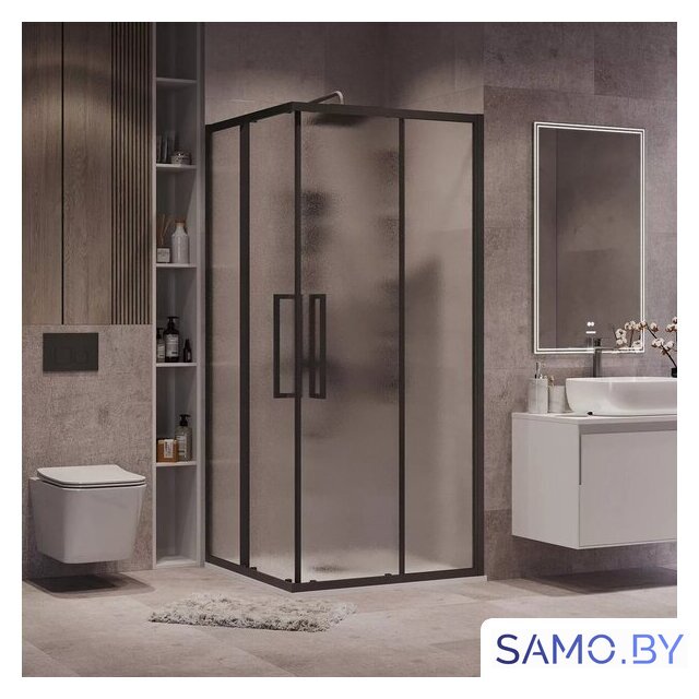 Душевой уголок Grossman Cosmo 100x100x195 300.K33.02.1010.21.02 (черный матовый/шиншилла стекло) - Изображение №7 — Интернет-магазин samo.by