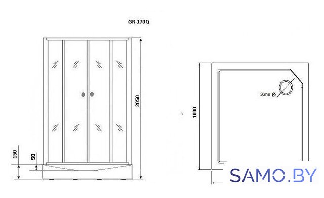 Душевая кабина Grossman GR170QL 100x100 - Изображение №2 — Интернет-магазин samo.by