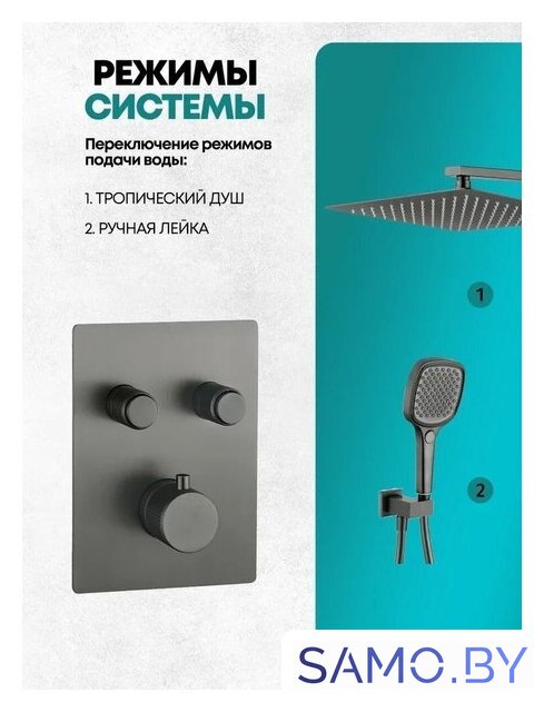 Душевая система  Grocenberg GB5040 с термостатом (графит) - Изображение №5 — Интернет-магазин samo.by