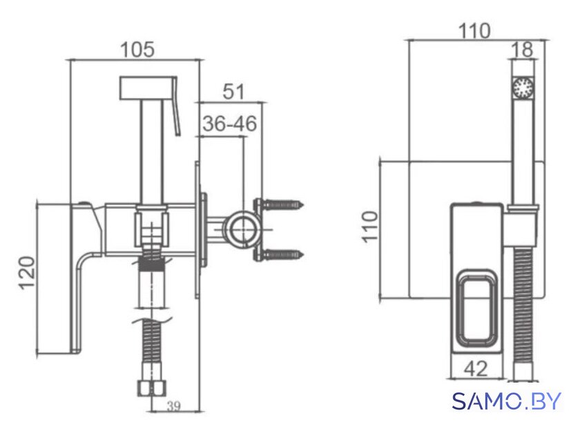 Гигиенический душ Gappo G7217-6 - Изображение №5 — Интернет-магазин samo.by