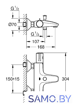 Смеситель Grohe Grohtherm 800 34567000 - Изображение №2 — Интернет-магазин samo.by