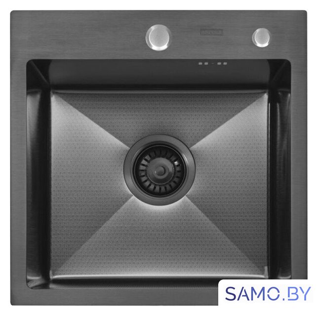 Кухонная мойка ARFEKA ECO AR 450*450 BLACK PVD NANO DECOR (настольная) - Изображение №2 — Интернет-магазин samo.by