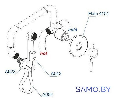 Гигиенический душ Wasserkraft A04156 - Изображение №2 — Интернет-магазин samo.by