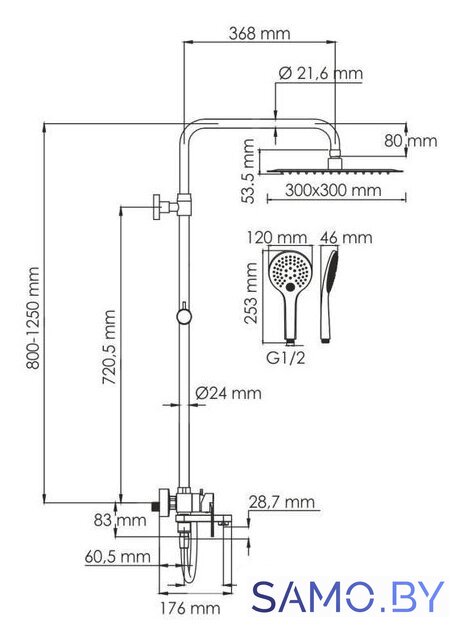 Душевая система  Wasserkraft A185.163.155.WM - Изображение №3 — Интернет-магазин samo.by