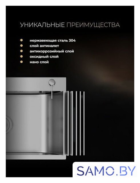 Кухонная мойка Roxen Simple 560220-50B PVD графит (с коландером и дозатором) - Изображение №9 — Интернет-магазин samo.by