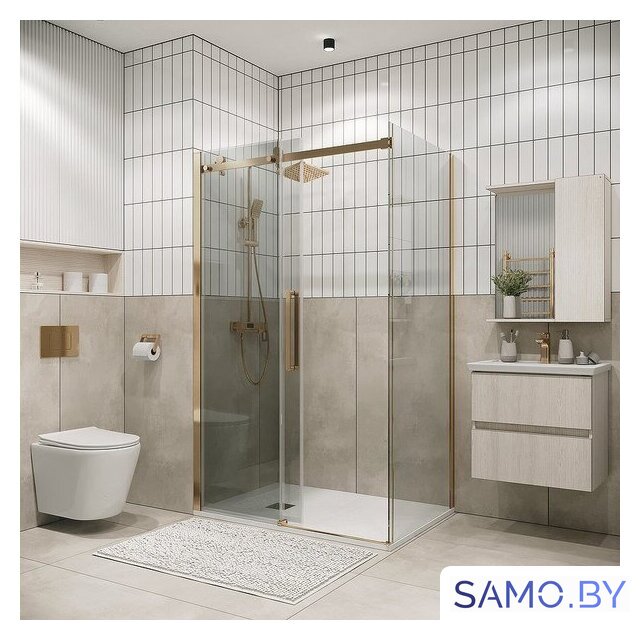Душевой уголок Grossman Classic 100x80x195 120.K33.04.1080.32.00 (золото сатин/стекло прозрачное) - Изображение №7 — Интернет-магазин samo.by