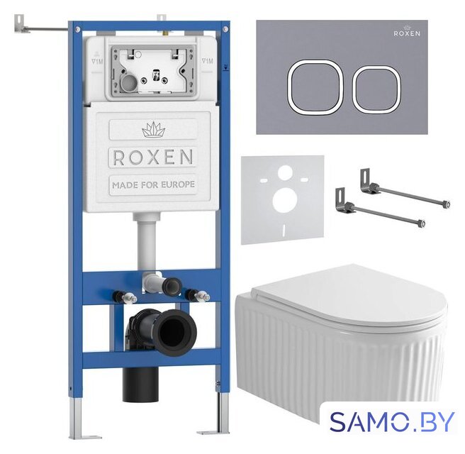 Унитаз подвесной Roxen Royal Matt в комплекте с инсталляцией StounFix Dual Fresh 6 в 1 968280 (кнопка: серый бетон) - Изображение №2 — Интернет-магазин samo.by